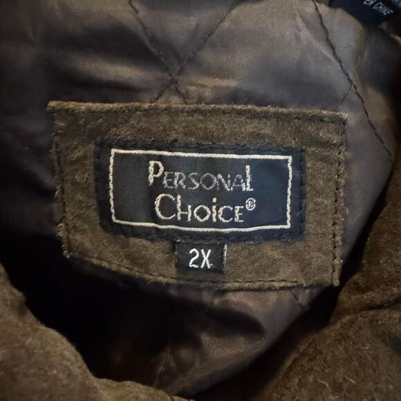 Men’s 2X Brown Leather Jacket Personal Choice Button Front Coat Quilted Lining - Picture 4 of 6